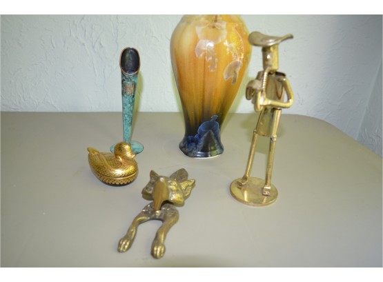 Brass Door Knocker, Metal Trumpet Player Figurine, Etc. See Details