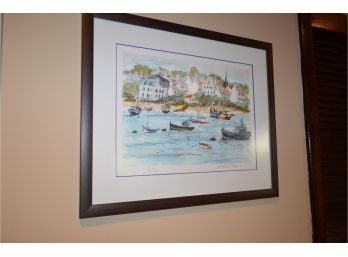 Signed Number 162/450 Framed Lithograph In Color Graphic Artwork With Certificate -
