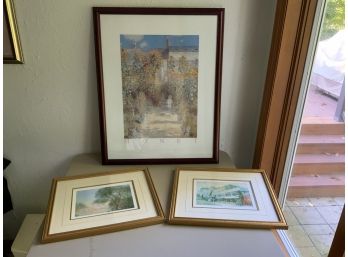 3-framed Prints:2- Monet And 1- Vincent Van Gogh Lgr. Monet. Titled “ Le Jardin A Vetheuil”