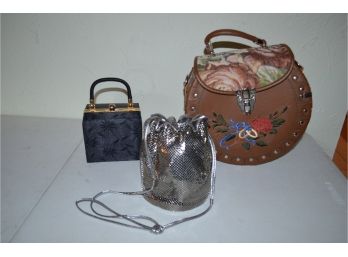 2 Evening Handbags, 1 Everyday Handbag (shoulder Strap Missing)