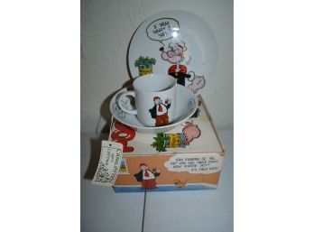 Popeye Ceramic Child Plate, Bowl And Cup Set With Box