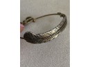 (#125) Alex And Ani Feather Bracelet In Antique Gold