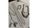 (#117) Costume 3 Silver Plate Chain Necklaces