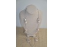 (#101) Silver Tone Necklace 16' Plastic Pastel Beads