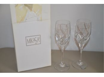 (#22) Mikasa Crystal Wine Glasses Pair New In Box Olympus XY703/003