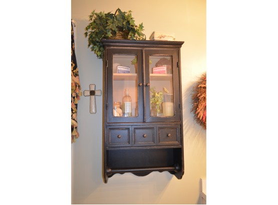 Ballard Distressed Wall Hanging Curio Cabinet With Accessories