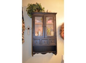 Ballard Distressed Wall Hanging Curio Cabinet With Accessories