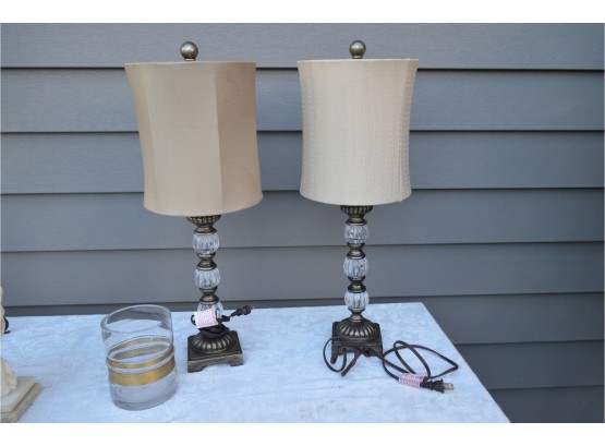 Pair Of Table Lamps And Candle Holder (#4)
