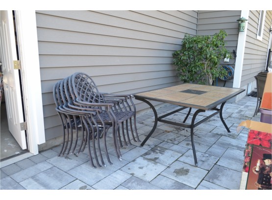 Outdoor Cast Aluminum Removable Tile Top And 6 Chairs
