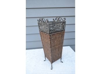 (#40) Wicker And Metal Umbrella Stand 23'H