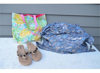 (#51) Weekend Bag By Cynthia Rowley, Lily Pulitzer Beach Bag, Sz 9 Shoes