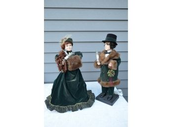 (#47) 27'H Animated Victorian Christmas Dolls With Box (girl Does Not Work) W