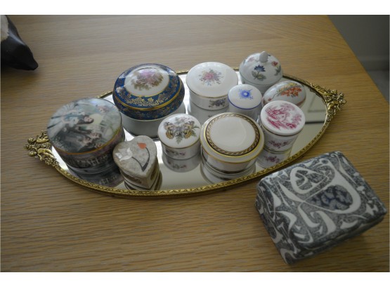 Collection Of Trinket Boxes With Vintage Jewelry Tray