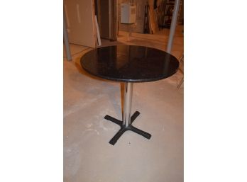 Black Granite Round Bistro Table With Chrome Base