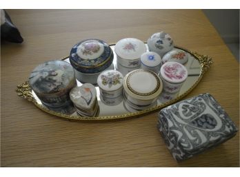 Collection Of Trinket Boxes With Vintage Jewelry Tray