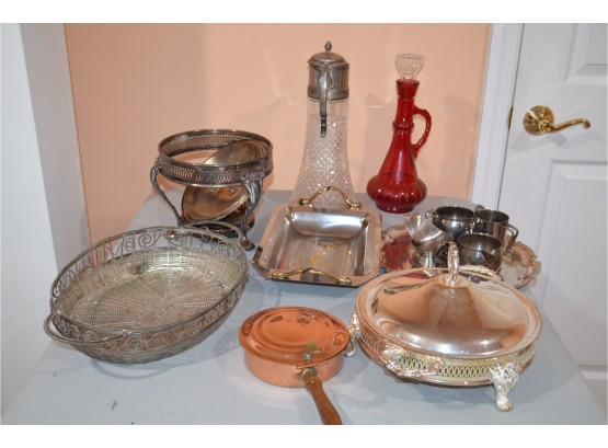 (#34) Silver-plate Serving Pieces, Decanters