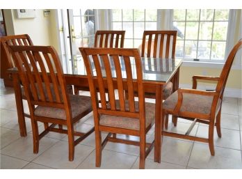 Dining / Kitchen Table With Extra Glass Top And 6 Chairs