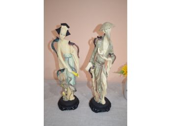 (#17) Pair Of Resin Asian Figurines 20'H