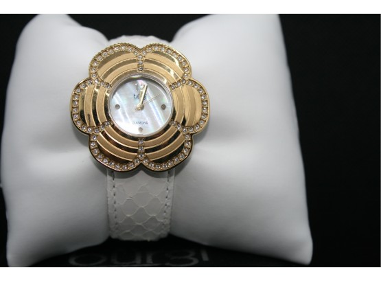 Burgi Watch/ Face/ Mother Of Pearl & Cz/ Swiss Quartz Movement/ Stainless Steel/ Water Resistant 5 ATM
