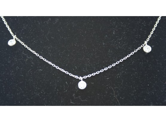 CZ  Diamonds By The Foot Necklace/ Stamped 924/ Chain 24'