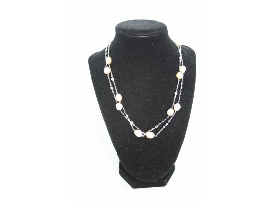 2- Culture Pearls Necklaces/ Stamped 925/cz/cn/ 18'