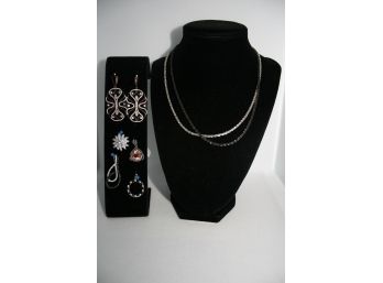 Collection Of Sterling Silver  Pendents &  Chains