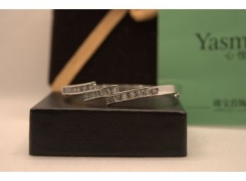 Yasmin Bangle Bracelet / Stamped 925/Cz / 6 1/2' In Box & Polishing Cloth