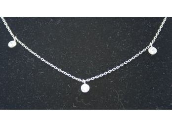 CZ  Diamonds By The Foot Necklace/ Stamped 924/ Chain 24'
