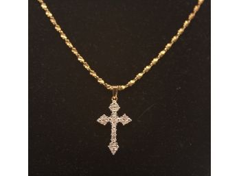Cross Pendent/ Stamped 925  OTC/CZ  /  - Chain Stamped 925 F/ Italy 18'