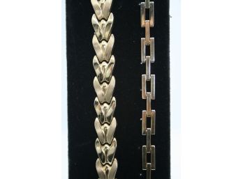 2- Bracelet/1- Tulip Shaped Design/ Stamped 925/1/11-10k-AU-turkey7 1/4'/ 2- Links Bracelet 7' (no Markings)