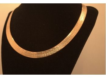Herringbone Choke Necklace / Stamped 925 LIRM/Italy  18' Long 1/4'. {W}