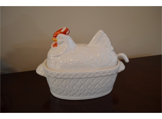 Vintage White Ovenware Rooster