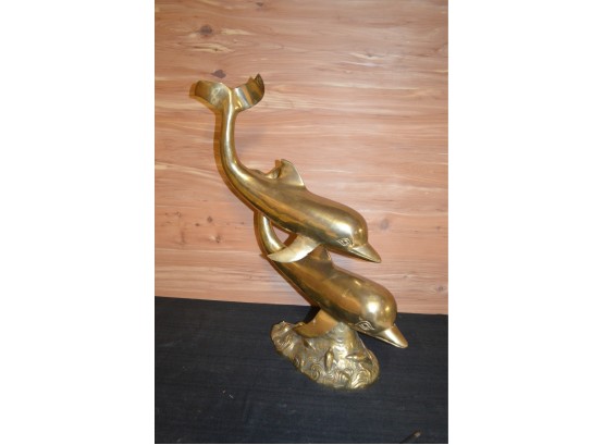Brass Dolphin Statue 23'H
