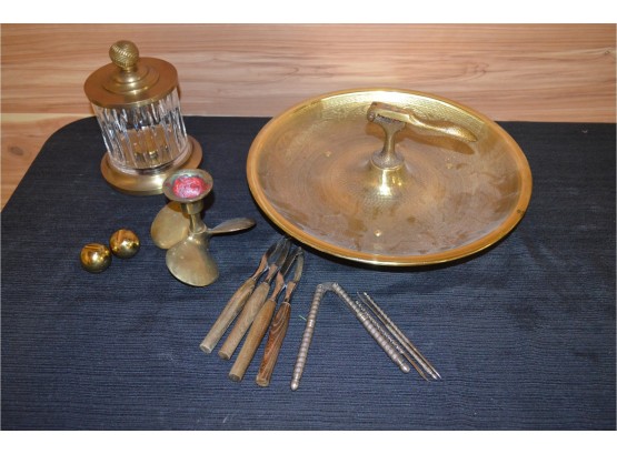 (#29L) Nut Tray, Nut Crackers/ Candle Holder With Lid
