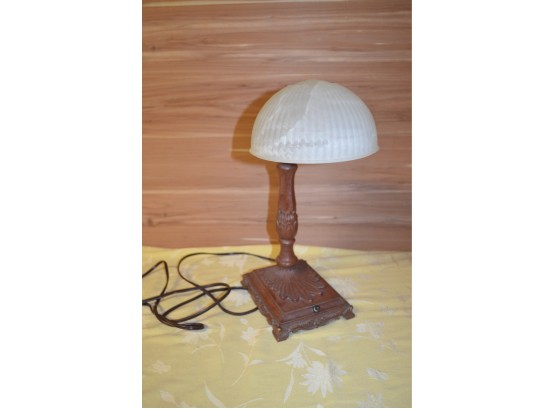 (#93) Metal And Glass Shade Lamp - Works