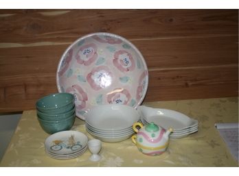(#19) Assortment Of Kitchen Porcelain/ Pottery Barn/Kathy White/Horchow