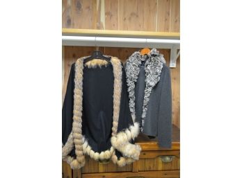(#131) Cashmere Fur Trim Cap, Dana Buchman Dress Suit Set Large