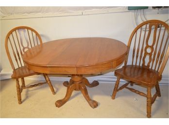 Red Oak Table And 2 Chairs