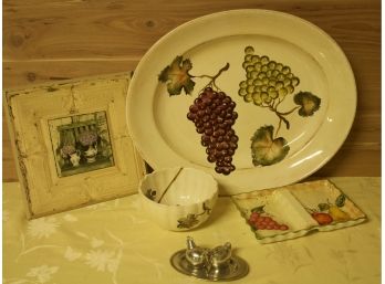 (#6) Decorative Platter BY Villa Grande /sm. Bowl/divided Plate/S&P/ Art Piece