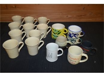 (#76) 10 - Mugs, 4 - Soup Cup Mugs, 4 - Assortment Of Mugs