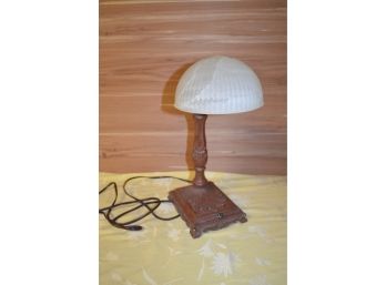 (#93) Metal And Glass Shade Lamp - Works