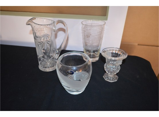 Glassware: Pitcher 9 1/2'/Lenox Vase6'/vases 8'& 5'
