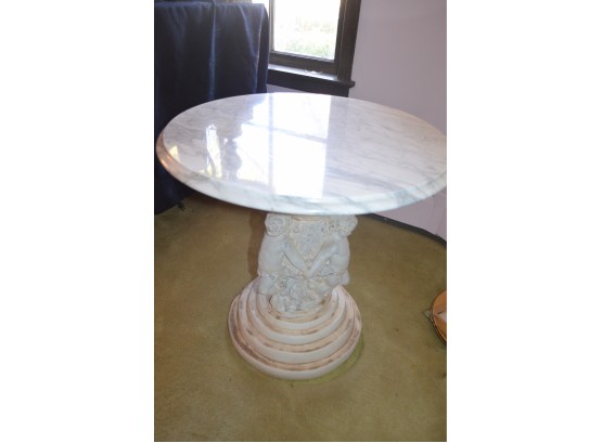 Pedestal Plant / Side Accent Table With Marble Top