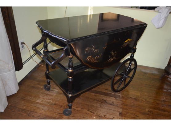 Antique Asian Drop Leaf Tea Cart By Bench Fine Furniture