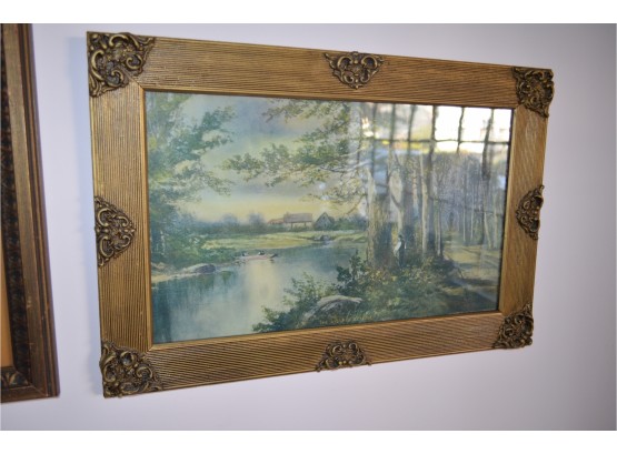 Antique Framed Picture By River24 !/4' X 16 1/4
