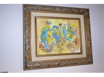 Jewish Framed Art Signed Kushner(?) 21 1/2' X  17 1/2'