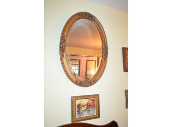 Oval Mirror And Framed Picture
