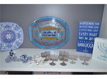 (#28) Hanukkah Serving Plater, Napkin Rings, Signs