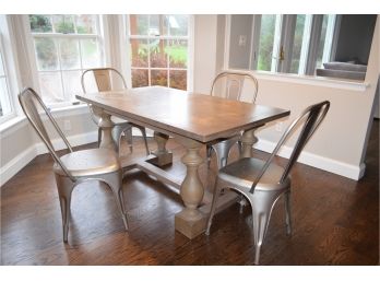 Farm Table With 4 Metal Chairs (see Description)
