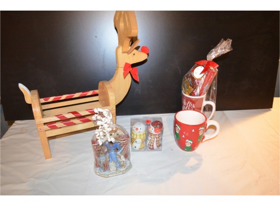 (#18) Reindeer Plant Stand, Coffee Mugs, Ceramic Nativity